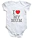 HippoWarehouse I heart my mum baby vest boys girls
