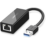 UGREEN USB Netzwerkadapter USB 3.0 auf RJ45 Gigabit Ethernet LAN Netzwerkadapter 10/100/1000Mbps für Windows 10/8.1/8/7/XP/Vista,Mac OS 10.6 und so weiter,Linux, Chrome OS Schwarz