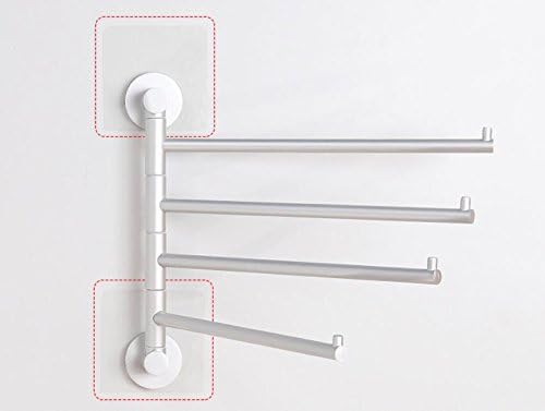 Free from punching swinging towel rack bathroom swing lever space saving suction drum type wall hanging 29*26cm silvery