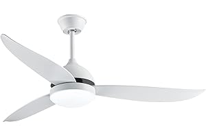 KEVO Ventilateur de plafond Ventilateur Plafond Silencieux avec lumière et télécommande,Pales en bois,Silencieux,Moteur en cuivre,3 vitesses,Φ132 cm