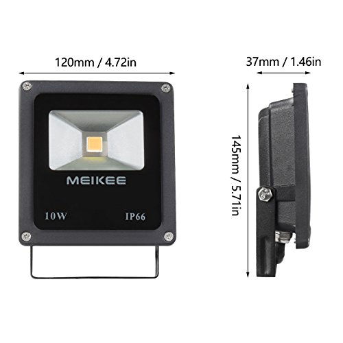 MeiKee 10W Ultrahelles LED Fluter, ersetzt einer 60W Halogenlampe, wasserdicht, 700lm, Warmweiß, LED Flutlicht, LED Außenleuchten, LED Flutlichtstrahler, LED Strahler, LED Scheinwerfer - 2