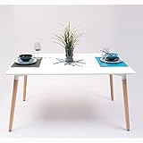 mesa comedor nordica cristal Patas de madera de haya armadas a una estructura de metal en forma de cruceta