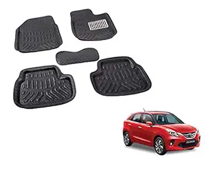 Auto Hub 4D Car Foot/Floor Mats Compatible with Glanza (Model : 2019-2021) -Black