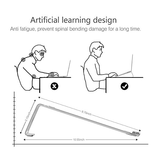 LENTION Aluminum Laptop-ständer – für MacBook Air / Pro, iPad Pro, Dell XPS, Surface, Chromebook und 11″ bis 15″ Zoll Laptop & Notebook – Silber - 6