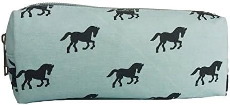 Light Blue Horse Print Design Canvas Pencil Case Make-up Brushes