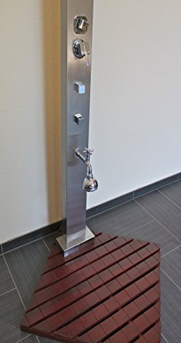 AcquaVapore Modena Pooldusche Dusche Gartendusche EDELSTAHL, Farbe:Black-Teak - 4