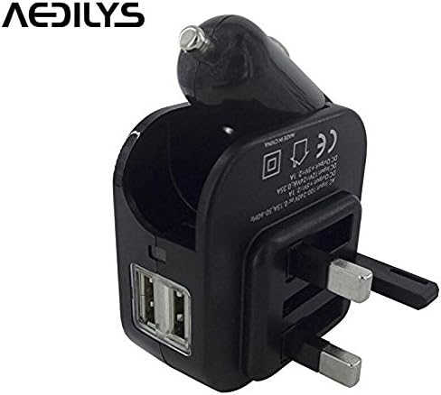 Wall Charger,car Charger, Travel Charger, AEDILYS Compact 2-in-1 Dual Port USB Foldable Car/ Vehicle/ Dc and Wall/ Ac Power Adapter 5V 2.1A Output for iPhone, iPad, Tablet, Samsung, HTC