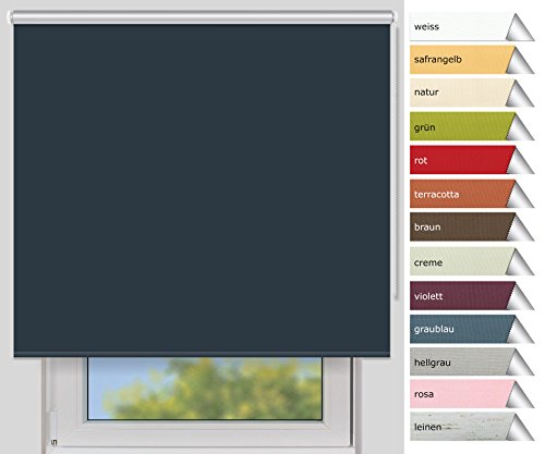 EFIXS Thermorollo Medium - 25 mm Welle - Farbe: graublau - Größe: 220x190 cm (Stoffbreite x Höhe) - Hitzeschutzrollo - Verdunklungsrollo - weitere Standard-Größen im Angebot wählbar