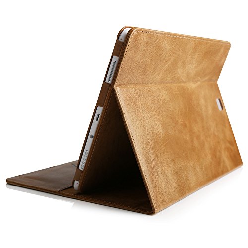 Boriyuan Samsung Galaxy Tab E 9.6 Hülle Echt Leder Case ultra slim Cover Schutztasche für Samsung Galaxy Tab E 9,6 Zoll T560 T561 aus echtem Leder mit Standfunktion, Magnetverschluss, im Bookstyle inkl. Eingabestift, Displayschutzfolie (Braun,Echt Leder) - 6