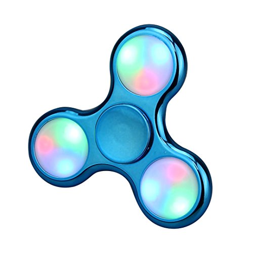 Bescita LED Licht Fidget Hand Spinner Finger Spielzeug Dekompression Spielzeug EDC Focus Gyro,Mit Schalter (Blau)