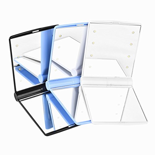 Newcomdigi Kosmetikspiegel Make-up Spiegel Schminkspiegel faltbar doppelseitig mit LED-Beleuchtung - 3