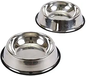 Black Dog Dog Bowl Stainless Steel Bowl for Dog Food and Water Raised Pet Eating Dishes for Puppy,Cat with Non Slip Rubber Base (Small Pack of 2)