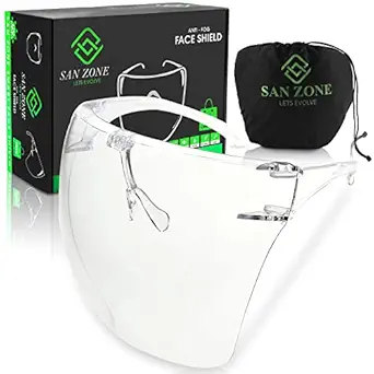 SAN ZONE Unisex Polycarbonate Goggle Style Anti-Fog Face Shield with 180? Safety Coverage: Anti-Scratch Coated Glasses and Clear Face Visor HD-Clarity Face Shield UV-Protected Active Eye Protective Face shield