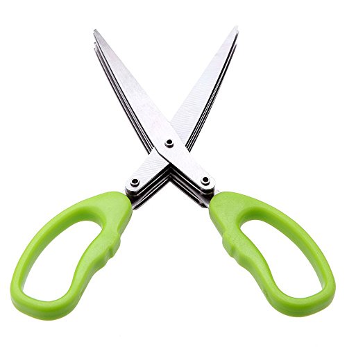 TOOGOO(R)Multifunktionale edelstahl Kuechenmesser 5 Schichten schere Sushi zerfetztes Lauch schneiden Kraeuter Gewuerze Schere
