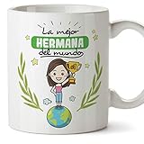 mr wonderful frases para hermanas TAZAS DE CERÁMICA DE ALTA CALIDAD, con una tinta sublime que la convierte en RESISTENTE al microondas y lavavajillas. Color blanco, 11 oz / 350 ml. Después del cumpleaños o boda de tu HERMANA, la taza va a perdurar como un recuerdo muy original... Y más que eso, si quieres mejorar tu relación con LA MEJOR HERMANA DEL MUNDO, desayuna con ella, dale un fuerte abrazo y dile "te quiero hermanita".