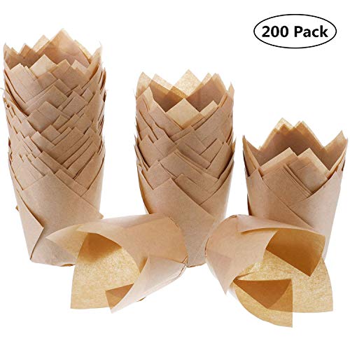 Moldes para cupcakes con tulipán, 200 unidades