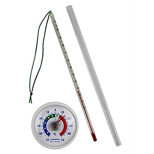 2 tlg. Set mit Tee Thermometer Glas mit Schnur und Kunststoff Hülle und Kühlschrankthermometer