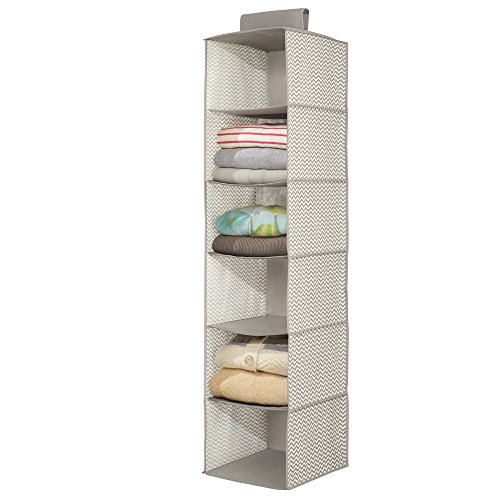 InterDesign 04471EU Chevron Weiche Aufbewahrungskiste, Pullover-Organizer mit 6 Regalen, taupe / naturfarben - 3