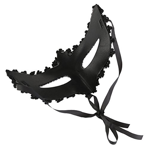 Foxnovo Exquisiten venezianischen Stil Spitze Crystal Strass Cosplay Maske für Halloween /Masquerade/Kostüm-Partei (schwarz) - 6