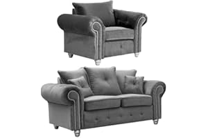 FurnitureInstore - Sofa - Olympia - Grey - Velvet - Corner - 3 Seater - 2 Seater - Armchair - Sofa Sets (2+1)