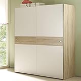 Schwebetürenschrank. Eiche Sonoma - Weiss