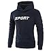 Produktbild JYJM Männer Langarm Solid Color Shirt Herren Sport Buchstaben Druck Pullover Männer Kopf Pullover mit Kapuze Herren Rundhals Lose Pullover Männer Känguru Tasche Pullover Männer Lose Kurze T Shirt