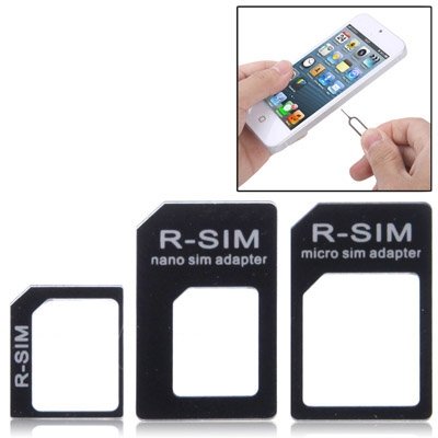 ADAPTADOR 4 EN 1 NANO SIM A SIM, NANO SIM A MICRO SIM, MICRO SIM A SIM + HERRAMIENTA LLAVE EXTRACCION SIM/MICRO SIM PARA IPHONE Y IPAD UNIVERSAL COLOR NEGRO PARA APPLE IPHONE 5, IPAD MINI, SMARTPHONES, TABLETS, SAMSUNG, LG, SONY, HTC