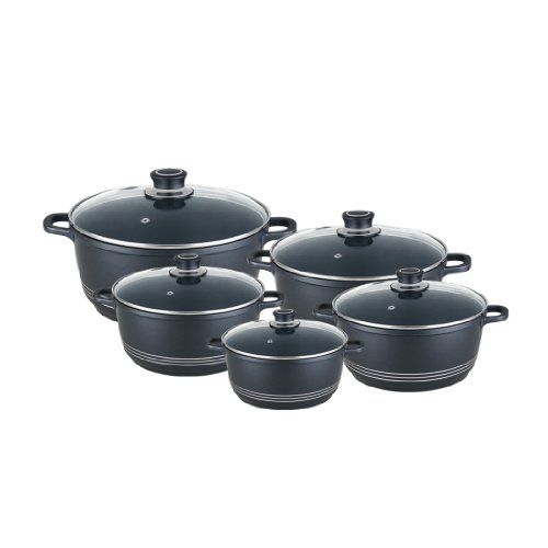 5 piece Die-cast Casserole Set - black
