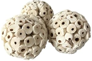 MONOJLY Vogelspielzeug, natürliche Sola-Bälle, weiches Kauspielzeug für Papageien, Papageien, Papageien, Wellensittiche, Finken, Ara, 6 cm, 3 Stück