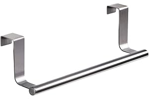 NUWIQ 23 cm Over The Door Towel Holder, No Drilling Towel Rack Rails Door Hanging, Tea Towel Holders for Kitchens, Tea Towel Holders Stainless Steel, for Bathroom and Bedroom, Silver