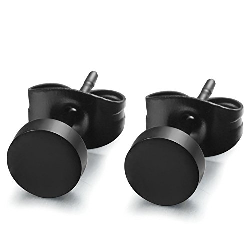 Jstyle Edelstahl mini Ohrstecker allergiefrei schwarze Ohrringe für Männer Frauen Durchmesser 3-8mm
