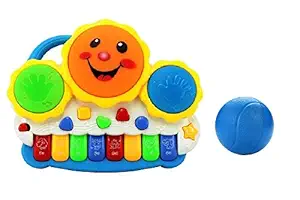 BabyBaba Free Playing Small Boll with Baby Drum Keyboard Piano for Kids (Multi Color)