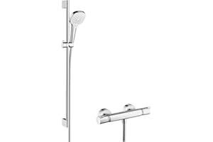 hansgrohe Croma Select E Zestaw prysznicowy Vario z termostatem Ecostat Comfort i drążkiem 90 cm biały/chrom, 27082400