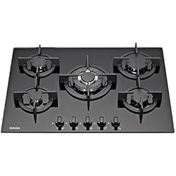 SAGA Elegans X751-B Plaques de cuisson en Verre trempé avec 5 brûleurs à gaz Noir 70 cm