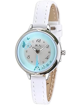 Mädchen Quartz uhr Drehschalter Kinder uhren Student Wasserdicht Leuchtend Watch Leder Pin buckle armband-Blau