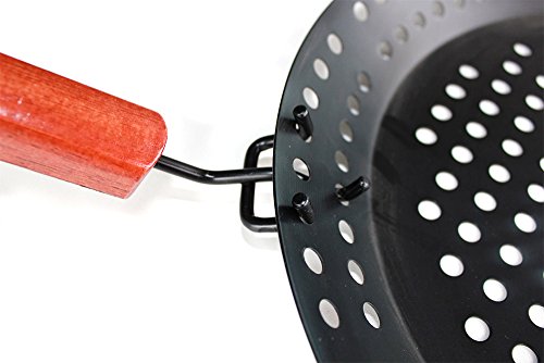 Santos Grillpfanne gelocht rund mit abnehmbarem Griff | Maße 30,5cm | pulverbeschichtet – Grillkorb, Gemüsekorb, Grillschale - 4