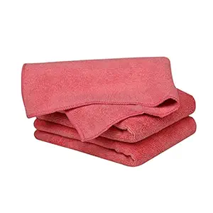 Microfiber Car Cleaning Cloth - 380 GSM - Thick Lint & Streak Free - Non Abrasive - Hypoallergenic - Highly Absorbent (Pink, Pack of 3)
