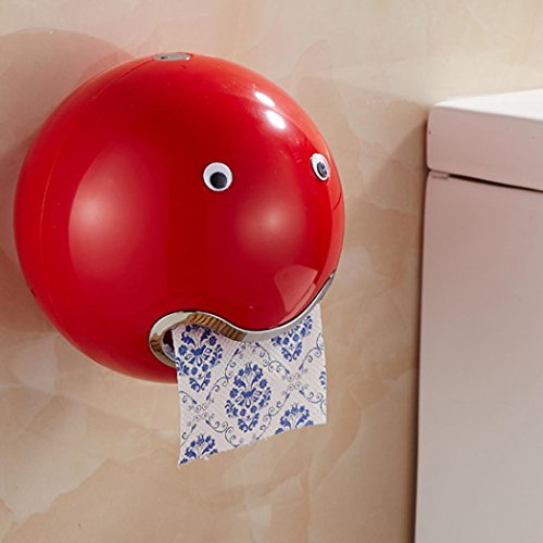 Preisvergleich Produktbild DOLDOA Kreative Emoji Toilettenpapierhalter Wasserdichte WC-Rollenhalter Klopapierhalter (18,5 x 18,5 cm / 7,28 "x 7,28", Rot - Toilettenpapierhalter)