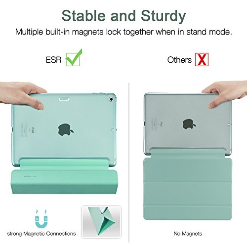iPad Air Hülle, ESR® Yippee Series Auto aufwachen / Schlaf Funktion Wickelfalz Ledertasche mit Lichtdurchlässig Rückseite Abdeckung Leichtgewicht Schutzhülle für iPad Air / iPad 5 (MintGrün) - 4