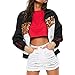 Produktbild Huihong Damen Leopard Druck Mantel Casual Nähte Mantel Langarm Reißverschluss Sport Mantel Trainingsanzug Revers Windjacke Regenmantel (Schwarz, M/EU:36)