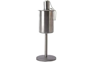 Esschert Design Torche à Huile sur Pied Acier Inoxydable Lampe Lumière Jardin