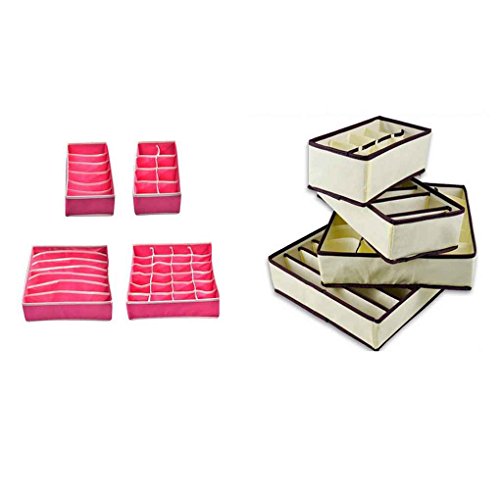 Preisvergleich Produktbild Providethebest 4Pcs Bra Unterwäsche Aufbewahrungsbox Schubladen Divider Closet Beige 6 Cell: 33,5 X 15,5 X 9 cm (13,18 "X6.10" X3.54 "); 7 Cell: 33,5 x 31 x 9 cm (13,18" X12.20 "X3.54"); 8 Cell: 28 x 14,5 x 10 cm (11,02 "X5.70" X3.93 "); 24 Cell: 33,5 x 31 x 9 cm (13,18" X12.20 "X3.54"). coton