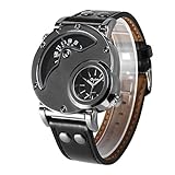 Luxus-Mann-Quarz-Uhr-Doppelzeit-Leder-Band-Uhr HP9591B für Outdoor-Reisen