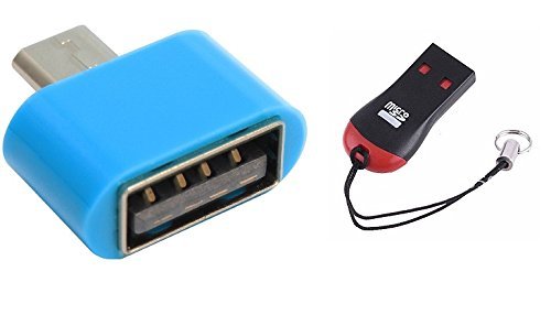 Teflon Cute Little Mini Micro USB OTG Adapter (Colors May Vary) with M003 Single Card Reader Only from M.P.Enterprises
