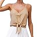 Produktbild Damen Crop Tops Kurz Mumuj Fashion Taste Gurt Ärmelloses Crop Top Weste Tank Shirt Sommer Sport Strand Bluse Festlicher Urlaub Freizeit Hemd Oberbekleidung Streetwear Sweatjacke (Khaki, L)