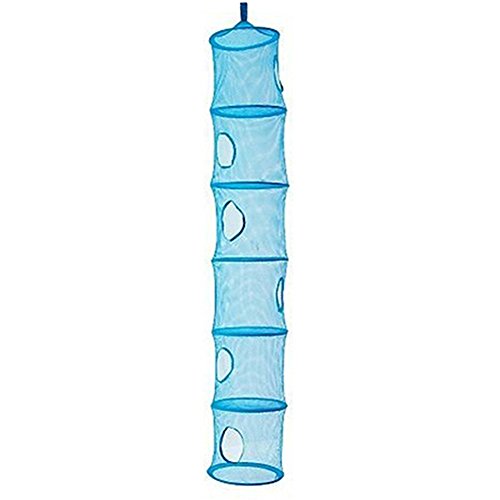 Bluelans® Mesh-hängender Speicher-Korb, 6 Tier zusammenklappbare Network hängend Aufbewahrungstasche für Spielzeug, kleine Kleidung usw. (Blue)