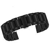 Edelstahl Keramik uhrenarmband gerade end Metall ersatz Armband mit Butterfly Schnalle faltschließe für männer Frauen schwarz 21mm