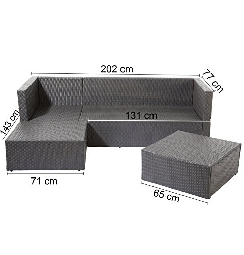 Limal Polyrattan Gartenlounge Creme 143 x 202 x 77 cm, Rostfreies Aluminiumgestell, Wetterfest, Schmutzabweisend, Abnehmbare Polster - 3