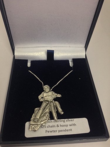 Speedway Bike Sport PP-T03 English Pewter Emblem on a 925 sterling silver 16" Necklace