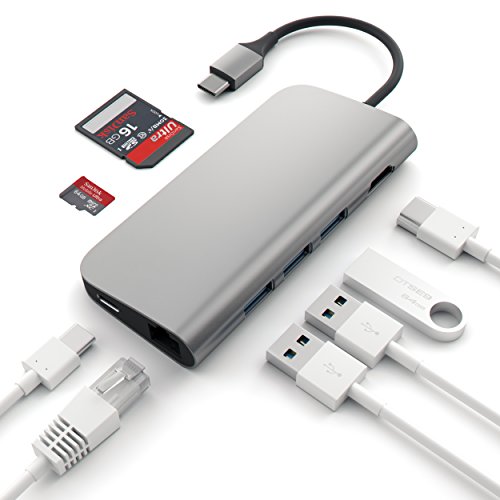 Obtener Satechi Adaptador Multi-Puertos 4K HDMI (30Hz), Aluminio,
Transferencia de Paso Tipo C, Ethernet, Lector de Tarjetas SD/Micro y 3
Puertos USB 3.0 (Gris Espacial) Descuento